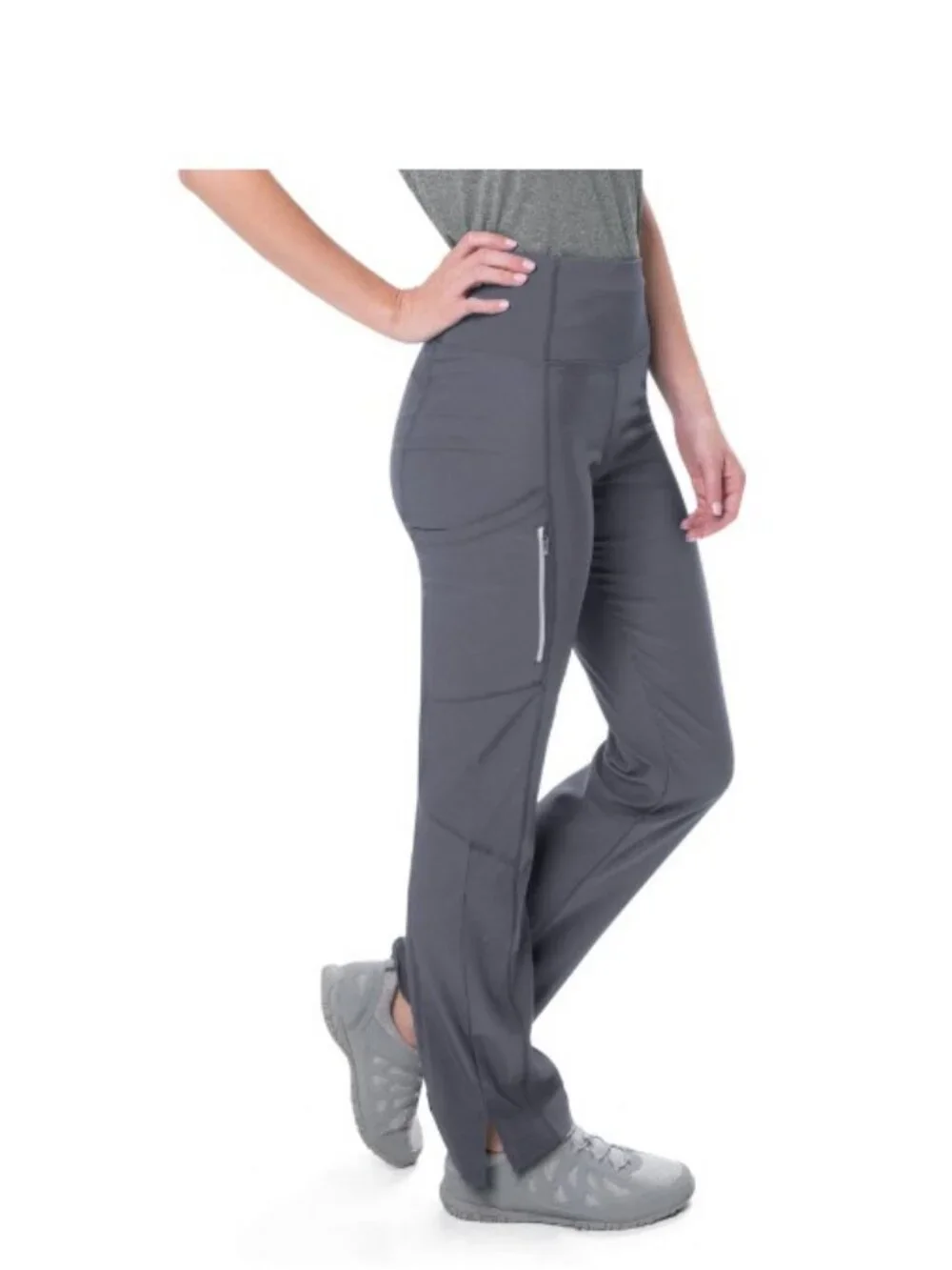 URBANE ALIGN 2 PC women's scrub set short sleeve top + pants -Charcoal XS PETITE - Picture 7 of 11